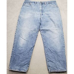 Woolrich Cropped Jeans Men's 40 Blue Denim Flannel Lined Flat Front Straight Leg